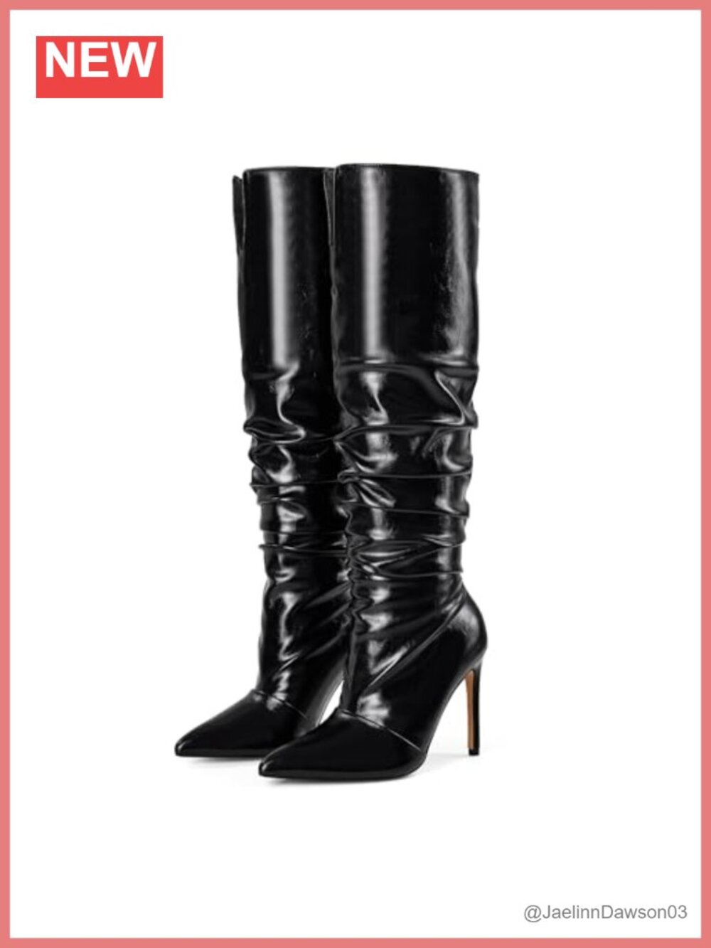 Women's Pointed Toe Stiletto Heel Knee High Slouchy Boots PU Dress Shoes